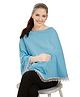 Mom for sure by Ketki Dalal Full Sleeves Lace Embellished Hem Detailed Nursing Cape - Blue