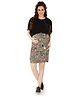 Mom for sure by Ketki Dalal 100% Cotton Half Fringe Sleeves With Paisley Detailed Bodycon Maternity Cum Nursing Dress - Black