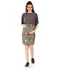 Mom for sure by Ketki Dalal 100% Cotton Half Fringe Sleeves With Paisley Detailed Bodycon Maternity Cum Nursing Dress - Grey