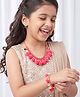 Earthy Touch Premium Metal Necklace & Bracelet Set - Fuschia