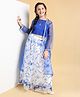 Pine Kids  Full Sleeves Embroidered Choli Lehenga Set with Printed Shrug- Blue