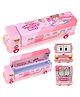 SVE Metal Double Decker Space Bus Shape Pencil Box - Pink