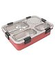 SVE 4 Grid Stainless Steel Lunch Box With Fork Chopstick & Spoon - Pink