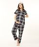 Bella Mama 100% Cotton Half Sleeves Checked Nursing Night Suit- Black