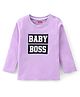 Babyhug Cotton Knit Full Sleeves T-Shirt With Text Graphics - Purple
