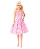 Barbie The Movie Doll Wearing Pink and White Gingham Dress with Daisy Chain Necklace - Height 29.5 cm