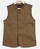 Tales & Stories Sleeveless Curved Hem Designed Solid Waistcoat - Olive Green