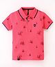 Earth Conscious Half Sleeves Boat Printed  Polo Tee - Peach