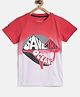 Tales & Stories  Half Sleeves shale Printed color Gradient Round Neck T-Shirt - Red