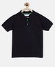 Tales & Stories  100% Cotton Half Sleeves Solid Polo Tee - Navy Blue