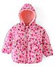 Babyhug Woven Full Sleeves Hooded Jacket Floral Print - Pink