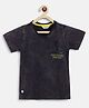 Tales & Stories Cotton Knit Half Sleeves Backside World Globe Printed T-shirt - Navy Blue