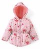 Babyhug Woven Full Sleeves Floral Printed Hooded Jacket - Pink
