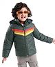 Babyhug Woven Full Sleeves Striped Hooded Jacket - Petrol