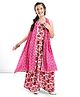 Pine Kids Cotton Sleeveless Choli & Alol Lehenga Set with Shrugi Floral Print - Pink