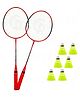 CLOVERBYTE Premium 2 Badminton Rackets With 6 Nylon Shuttles - May Vary In Colour
