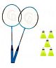 CLOVERBYTE Premium 2 Badminton Rackets With 5 Nylon Shuttles - May Vary In Colour