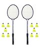 CLOVERBYTE Double Shaft 2 Racquet with 10 ShuttleCock - Black