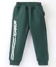 Little Kangaroos Cotton Knit Full Length Winter Wear Fleece Pant with Text Print - Green