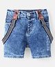 Babyhug Cotton Spandex Knee Length Stretchable Washed Denim Shorts   Fly With Zipper -  Blue