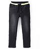 Babyhug Cotton Full Length Washed Denim Jogger with Stretch - Black