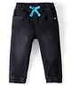 Babyhug Cotton Denim Washed Full Length Jogger with Stretch - Black