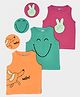 Mi Arcus Unisex Cotton Sleeveless Smiley Print Vests Pack of 3 Orange Green & Pink