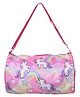 Li'll Pumpkins Swimming Gym Travel Duffle Round Bag with Side Zip Pocket Unicorn Printed - Pink