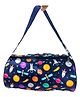 Li'll Pumpkins Swimming Gym Travel Duffle Round Bag with Side Zip Pocket Space Deisgn Printed - Blue