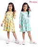 Honeyhap Premium Cotton Jersey With Bio Finish Full Sleeves Frocks Floral Pack Of 2 -  Brook Green & Green Glow