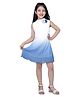 Peppermint Sleeveless Shaded Solid Colour Dress with Floral Applique -Blue