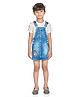 Peppermint  Half Sleeves Cotton Striped & Fries Embroidery Dungaree Style Dress with Inner Tee - Blue
