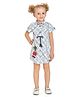 Peppermint Half Sleeves Cotton Checked Dress with Cherry Embroidery - White