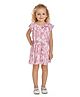 Peppermint Half Sleeves Coin Printed Dress with Floral Applique -Pink