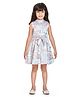 Peppermint Sleeveless Cotton Pleated Dress Abstract Print - Blue