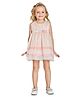 Peppermint Sleeveless Cotton  Dress with Floral Applique and Glitter Print - Peach