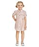 Peppermint Half Sleeves Cotton Shirt Dress Solid Colour - Peach