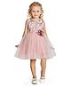 Peppermint Sleeveless Cotton Flared Dress with Embroidered Floral Sequins - Pink