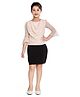 Peppermint Three Fourth Sleeves Solid Colour Dress - Peach