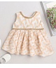 Many frocks &  Sleeveless Flower Weave Design Detailed Laced Embellished Dress - Cream