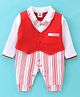 Mini Taurus Full Sleeves Striped Party Romper - Red