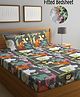 FABINALIV Cartoon Print 300 TC Cotton Blend King Size Fitted Double Bedsheet with 2 Pillow Covers - Multicolor