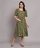 The Vanca Half Sleeves 100% Rayon Abstract Printed  Maternity Dress - Green