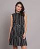 The Vanca Sleeveless 100% Rayon Tiered & Striped Maternity Dress - Black