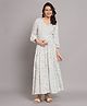 The Vanca Three Fourth Sleeves 100% Rayon Tiered Floral Printed Maternity Dress - Off White