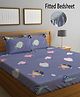 FABINALIV Cartoon Print 300 TC Cotton Blend King Size Fitted Double Bedsheet with 2 Pillow Covers - Multicolor