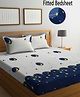 FABINALIV Cartoon Print 300 TC Cotton Blend King Size Fitted Double Bedsheet with 2 Pillow Covers - Multicolor