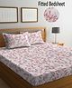 FABINALIV Floral 300 TC Cotton Blend King Size Fitted Double Bedsheet with 2 Pillow Covers - Multicolor