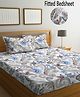 FABINALIV Floral 300 TC Cotton Blend King Size Fitted Double Bedsheet with 2 Pillow Covers - Multicolor