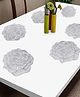 FABINALIV Set of 6 Floral Textured PVC Table Mats- Silver